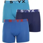 Styx 3PACK pánské boxerky long sportovní guma modré (U9676869) M