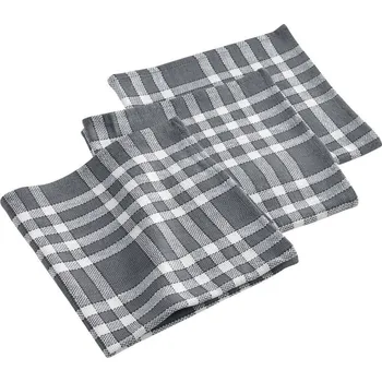 Utěrka Blancheporte Sada 3 kostkovaných textilních ubrousků šedá