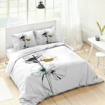 Povlečení Blancheporte Povlečení s potiskem Vlčí máky, bavlna bílá povlak na přikrývku 140x200 cm