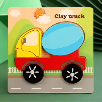 Puzzle Dřevěné puzzle pro nejmenší (S) - STAVEBNÍ AUTO (Značka: HALINUIA)