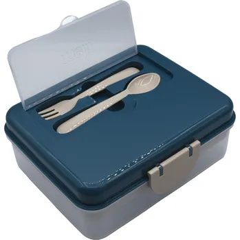 Svačinový box Melii Dvoupatrová krabička na svačinu 1446 ml - Luxe modrá/béžová