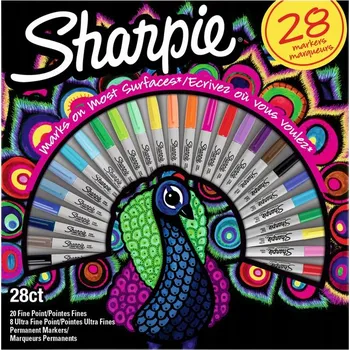 SADA POPISOVAČŮ 28 barev SHARPIE Bezpečné na povrchy ODOLNÉ