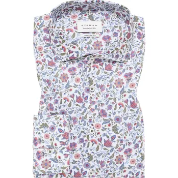 Pánská košile Košile Eterna Modern Fit Popeline s extra prodlouženým rukávem - květy velikost: 42, délka rukávu: extra prodloužený rukáv
