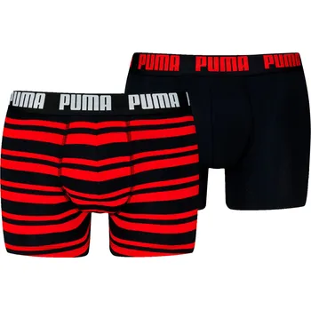 Boxerky Pánské boxerky Puma Everyday Striped Boxers 2P Velikost: M / Barva: černá/červená
