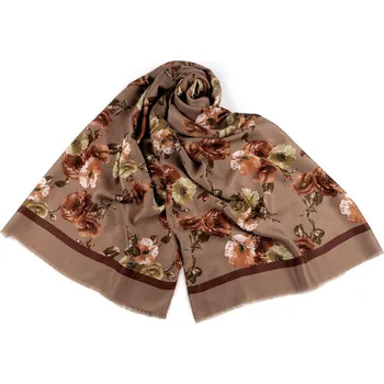 Šátek / šála / pléd květy 90x180 cm Varianta: 1 béžová tmavá, Balení: 1 ks