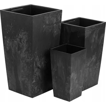 Květináč Plast Květináč černý, Botle 19,5 cm x 19,5 x 37,5 cm