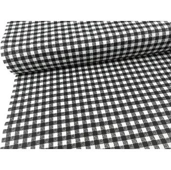 Mirtex Plátno HABINA 125/92321-16 Kostky černo-bílé 1cm šíře 142cm Ceník: METRÁŽ: od 1 metrů
