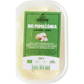 Rostlinná pomazánka Pomazánka tvarohová s česnekem 150 g BIO FARMA STRUHY