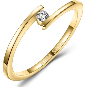 Prsten NINA SARA® Zlatý zásnubní prsten s diamantem - velikost 54 - NS616D-YG-54