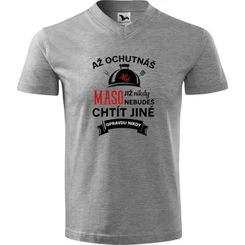 Pánské tričko DOBRÝ TRIKO Pánské V tričko s potiskem Mé maso Velikost: M, Barva: Tmavě šedý melír