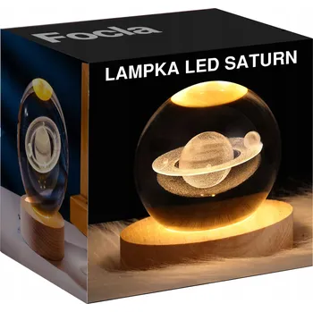 Lampička LED Noční stolní lampička Teplá skleněná koule Saturn 3D jako dárek k USB