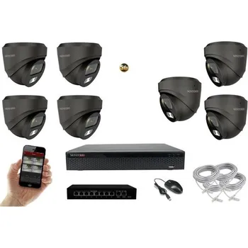 Kompletní kamerový systém MS AI Hybrid light IP 7 kamerový set se switchem 5 Mpix GDome (6142K7B) (Monitorrs Security)
