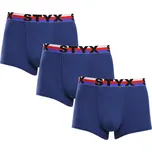 Styx 3PACK pánské boxerky sportovní guma tmavě modré trikolóra (3G1968) L
