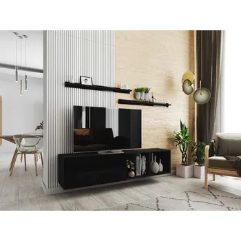 Obývací stěna MOB Berny 19 (černá + černý lesk)