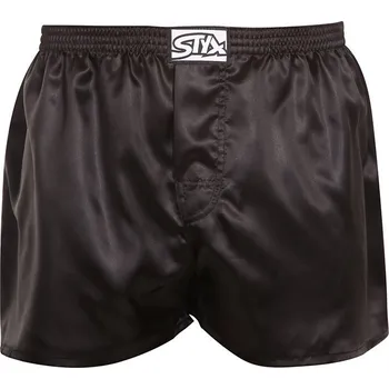 Trenýrky Styx Pánské trenky klasická guma saténové černé (C960) L