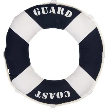 Dekorativní polštářek Dekorace modro-bílý záchranný kruh – 42x6 cm