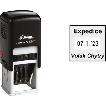 Razítko Datumové razítko Shiny S-524D Printer Line, vlastní text 24 x 24 mm