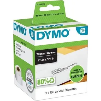 Samolepící etiketa Papírové štítky Dymo LW, 89x28 mm, bílé, 2x 130 ks