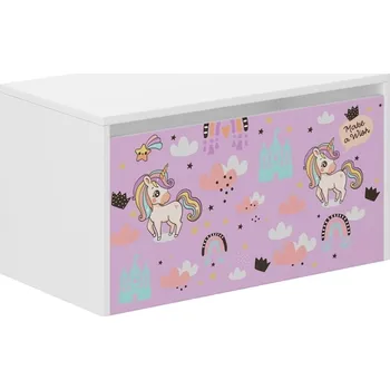 Dětská skříň Dětský úložný box s motivem růžového jednorožce – 40 × 40 × 69 cm