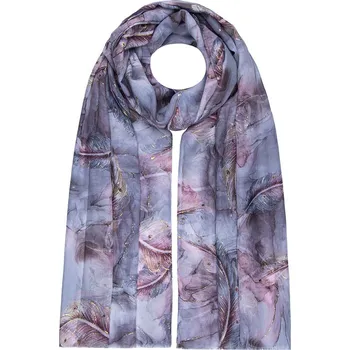 Šála Dámský šál zlaté peříčka šedorůžový 7200781-1