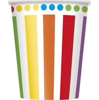 Party nádobí Papírové party kelímky puntíky a proužky 8 ks