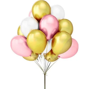Balónek Latexové balónky pastel mix. růžová, bílá, zlatá - 25 Ks