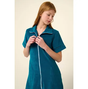 Dámské šaty Luxusní celopropínací froté šaty Vamp 22580 Barva: MODRO ZELENÁ, Velikost: XXL