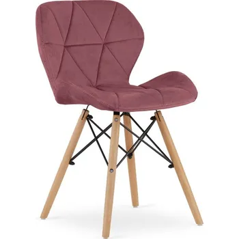 Jídelní židle Set tří jídelních židlí LAGO samet - tmavěrůžová (hnědé nohy) 3ks