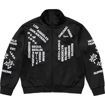 Pánské oblečení Supreme Worldwide Tricot Track Jacket / Black Barva: Černá, Velikost: XL