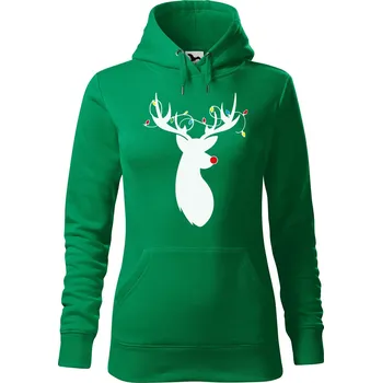 Pánská mikina Dámská mikina Vánoční jelen Velikost (žena): XS, Vyberte barvu: Středně zelená