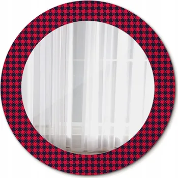 Zrcadlo Moderní Zrcadlo Kulaté Červená mřížka 60cm