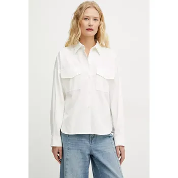 Pánská košile Bavlněná košile Weekend Max Mara béžová barva, regular, s klasickým límcem, 2515111021600 01X, vel. 40