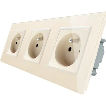 Elektrická zásuvka WELAIK Zásuvka skleněná trojnásobná ivory creme