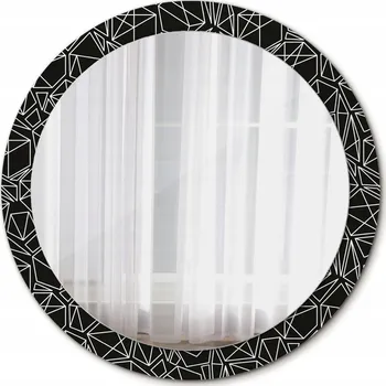 Zrcadlo Moderní Zrcadlo Kulaté s geometrickým vzorem, 90 cm