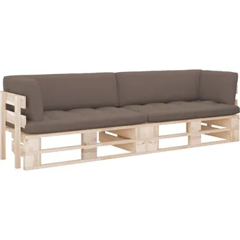 Zahradní pohovka vidaXL 2místn pohovka z palet s poduškami borov dřevo [3066619] Barva: taupe, Barva dřeva: Hnědá
