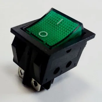 Tlačítko kolébkové QY604-201N, OFF-(ON) 2pol.250V/15A zelené