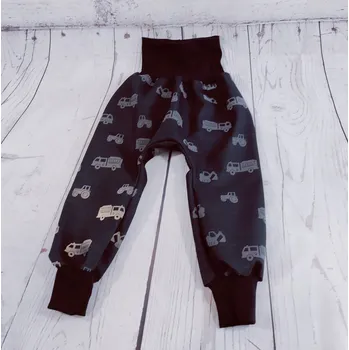 Dívčí kalhoty Yháček Softshellové kalhoty Yháček, jarní, reflexní, stavební stroje na černé Velikost: 116