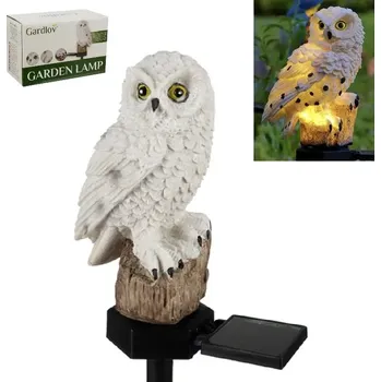 Žertovný předmět Zahradní solární osvětlení podsvícená BÍLÁ SOVA - 23847