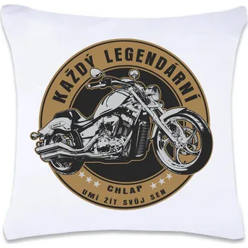Dekorativní polštářek DOBRÝ TRIKO Polštář s potiskem 40 x 40 cm Legendární chlap motorka Oboustranný tisk: NE