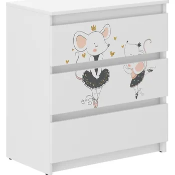 Dětská skříň Komoda do dětského pokoje s motivem myšky 76x40x70 cm