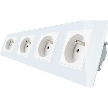 Elektrická zásuvka WELAIK Zásuvka skleněná čtyřnásobná bílá