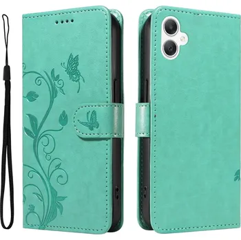 Pouzdro na mobilní telefon Flowery knížkové pouzdro na Samsung Galaxy A06 4G - modrozelené