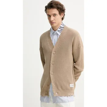 Dámský svetr Bavlněný kardigan MM6 Maison Margiela béžová barva, SH0HP0008 80X, vel. L