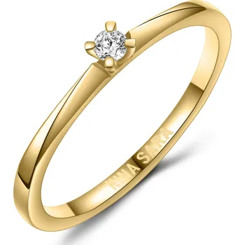 Prsten NINA SARA® Zlatý zásnubní prsten s diamantem - velikost 52 - NS615D-YG-52