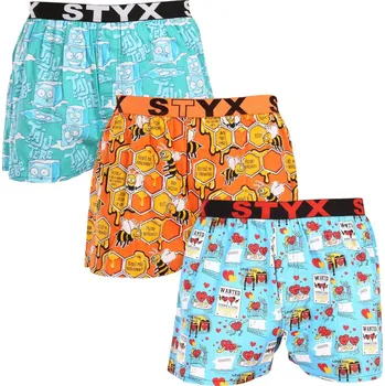 Trenýrky Styx 3PACK pánské trenky art sportovní guma vícebarevné (3B16476) M