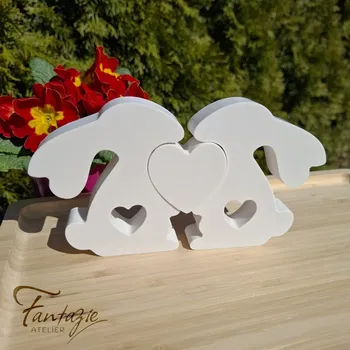 Velikonoční dekorace Atelier Fantazie - Figurky Králíčci se srdíčkem CXXII