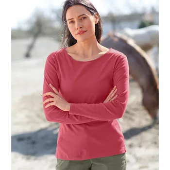 Dámské tričko Jednobarevné tričko s dlouhými rukávy, z bio bavlny třešňová 38/40