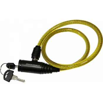 Zámek na kolo zámek lanko MAXBIKE 8mmx65cm žlutý