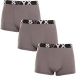 Styx 3PACK pánské boxerky sportovní guma tmavě šedé (3G1063) M