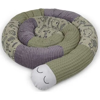 Příslušenství pro dětskou postel a kolébku LIEBES VON PRIEBES Clausi Válec do postýlky Patch Waffel Jade/Cord/Safari Olive